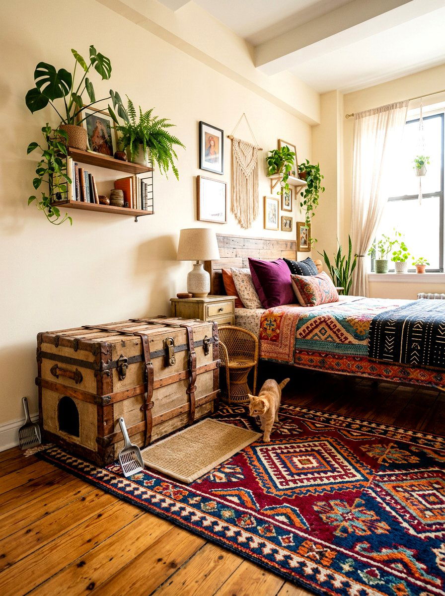 Vintage Trunk Litter Box Conversion - 30 hidden litter box furniture ideas