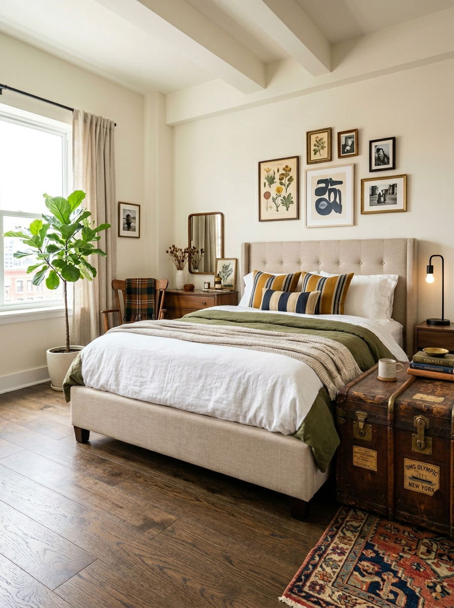 Vintage Trunk Nightstand Bedroom - 30 heirloom bedroom decor ideas