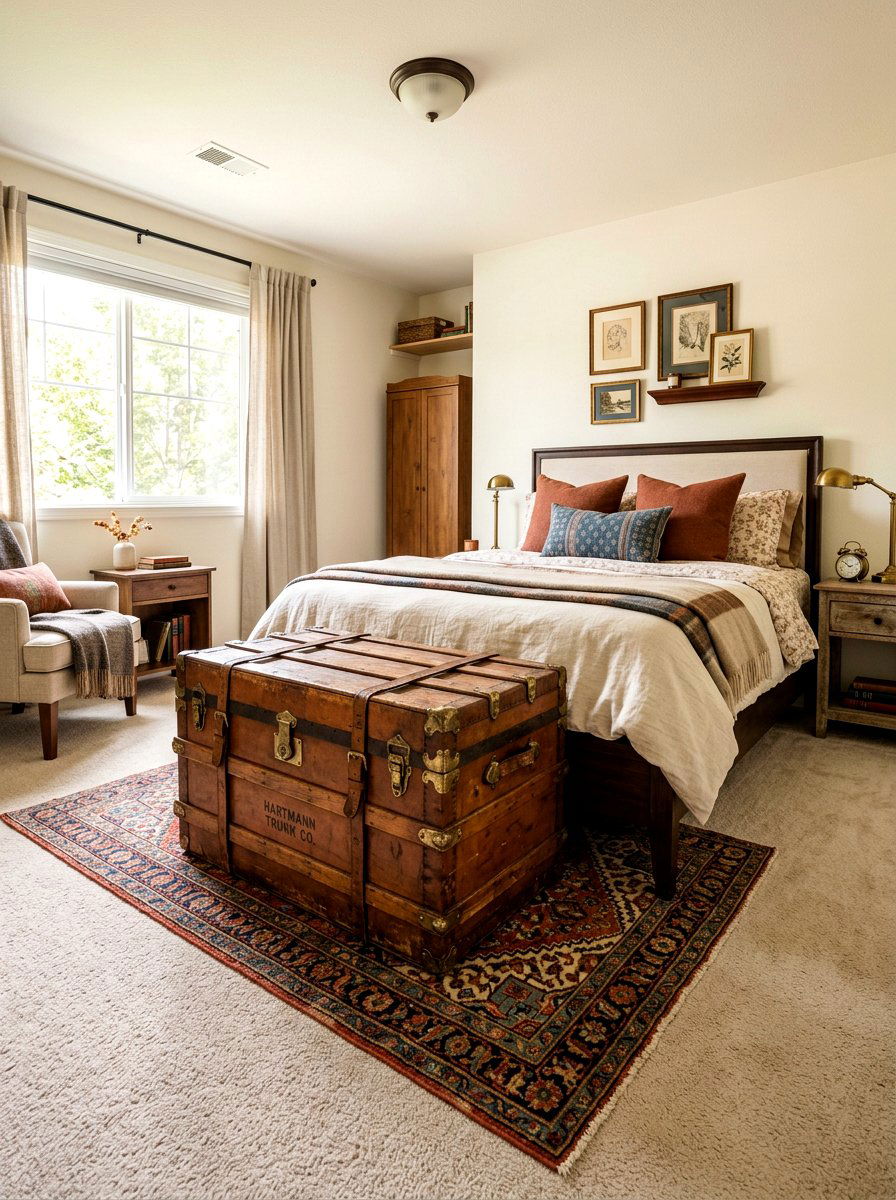 Vintage Trunk Storage Bedroom - 30 secondhand decor ideas