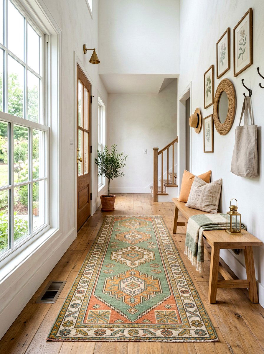 Vintage Turkish Oushak Entryway - 30 antique rug foyer ideas