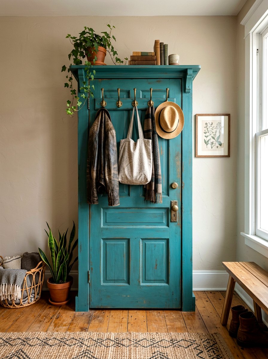 Vintage Upcycled Door Closet - 30 coat closet organization ideas