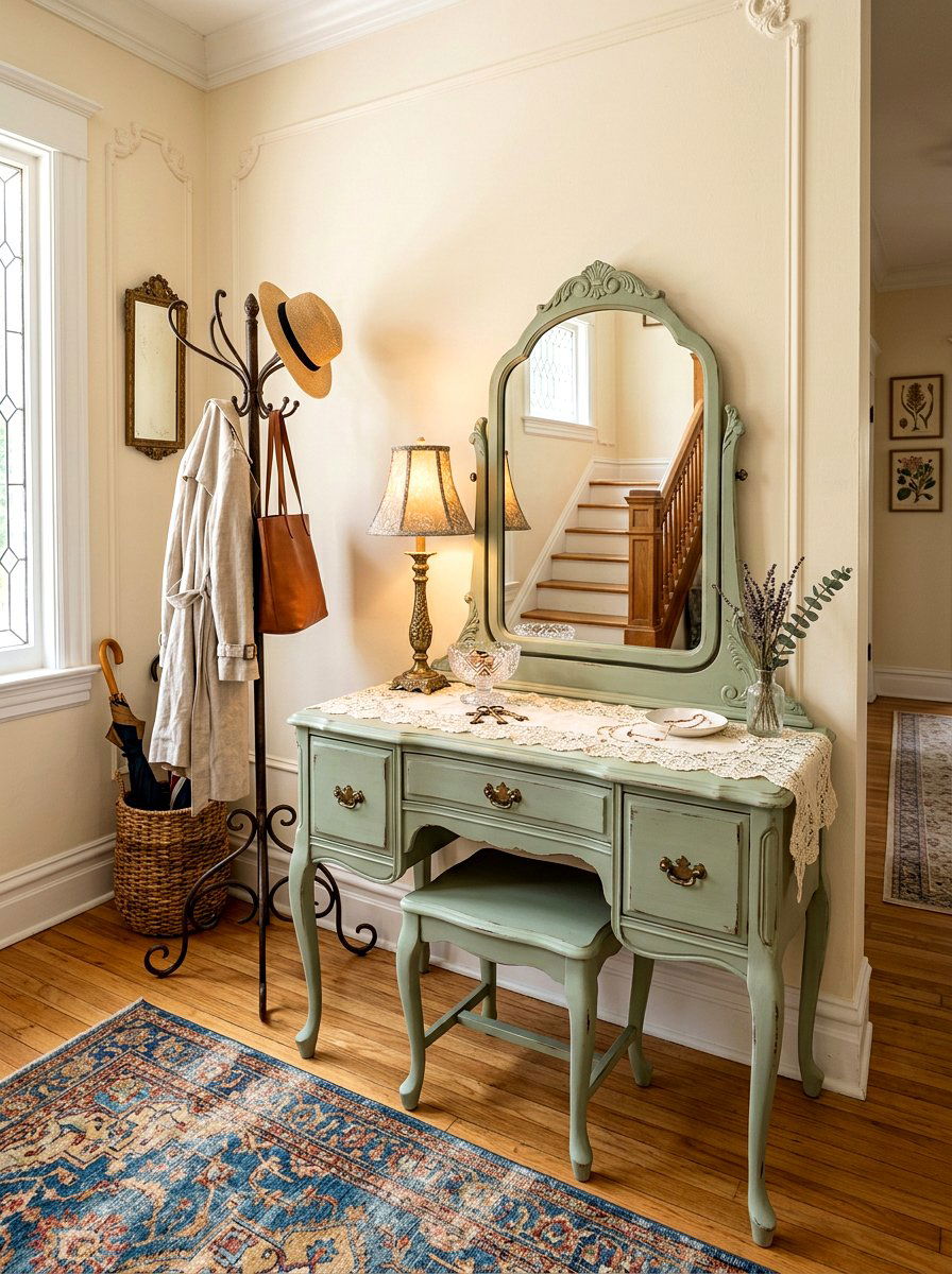 Vintage Vanity Table - 30 small foyer table ideas