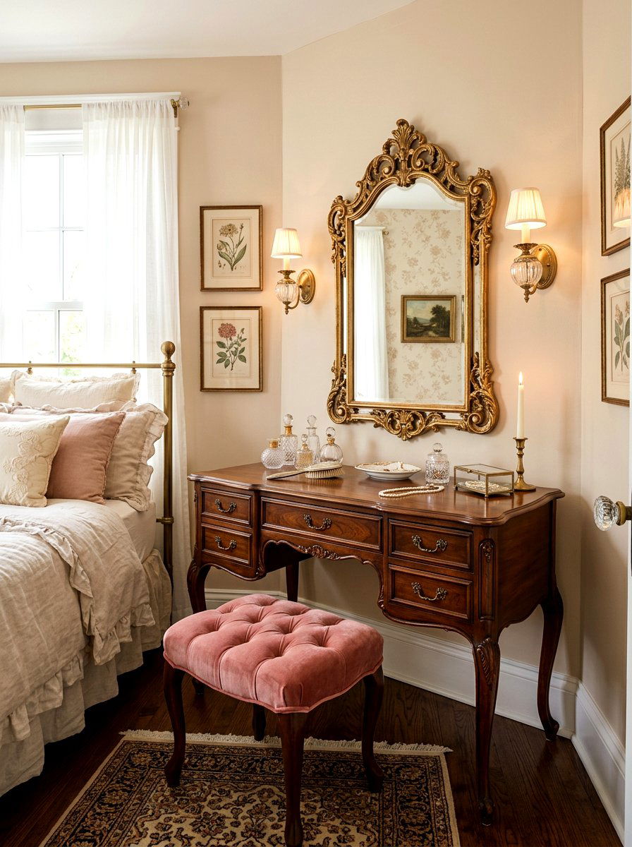 Vintage Vanity Table - 30 quiet romance home ideas
