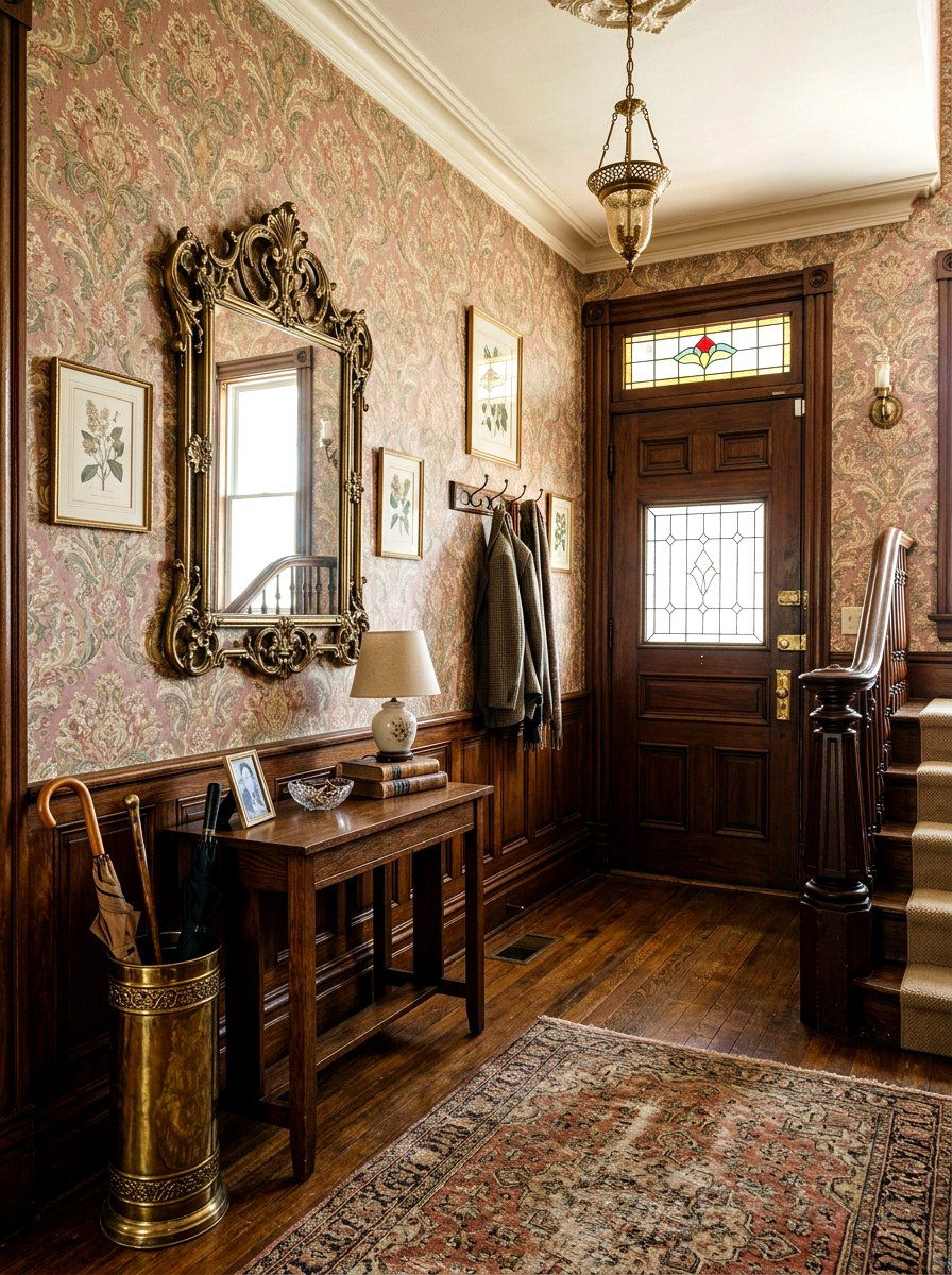 Vintage Wallpaper Entryway - 30 entry wallpaper ideas