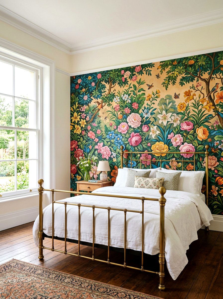 Vintage Wallpaper Mural - 30 antique bedroom decor ideas