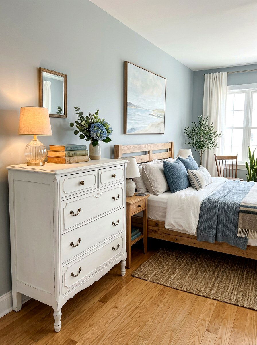Vintage White Dresser - 30 coastal grandmother bedroom ideas