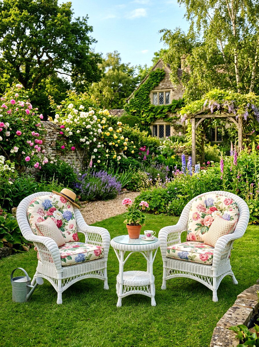Vintage Wicker Garden Furniture - 30 patio cafe corner ideas