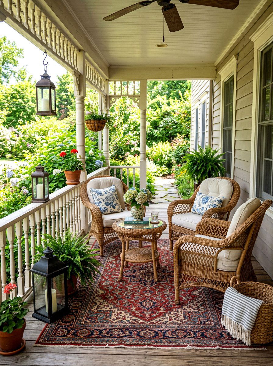 Vintage Wicker Porch Set - 30 porch lounge ideas