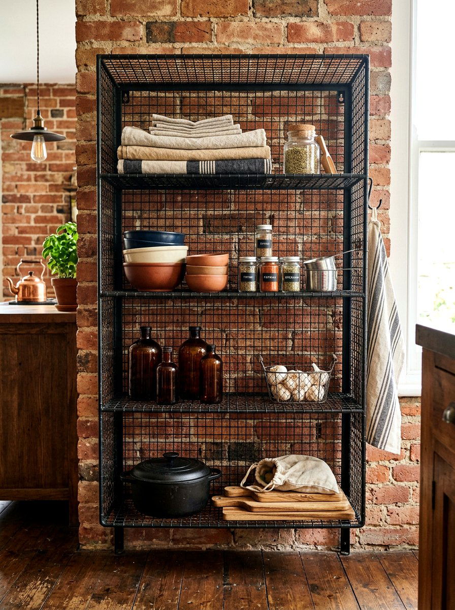 Vintage Wire Mesh Shelf - 30 heritage kitchen shelf ideas