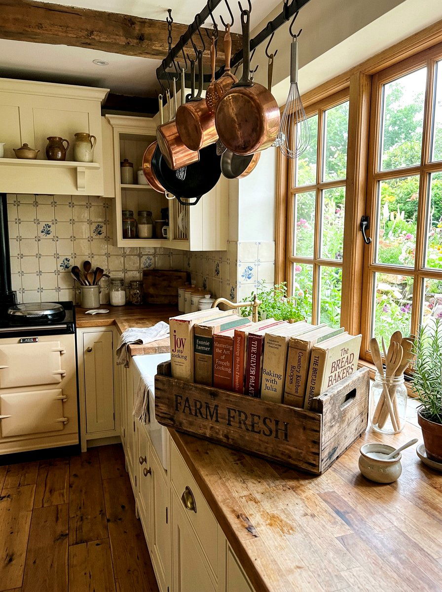 Vintage Wood Crate - 30 kitchen cookbook storage ideas