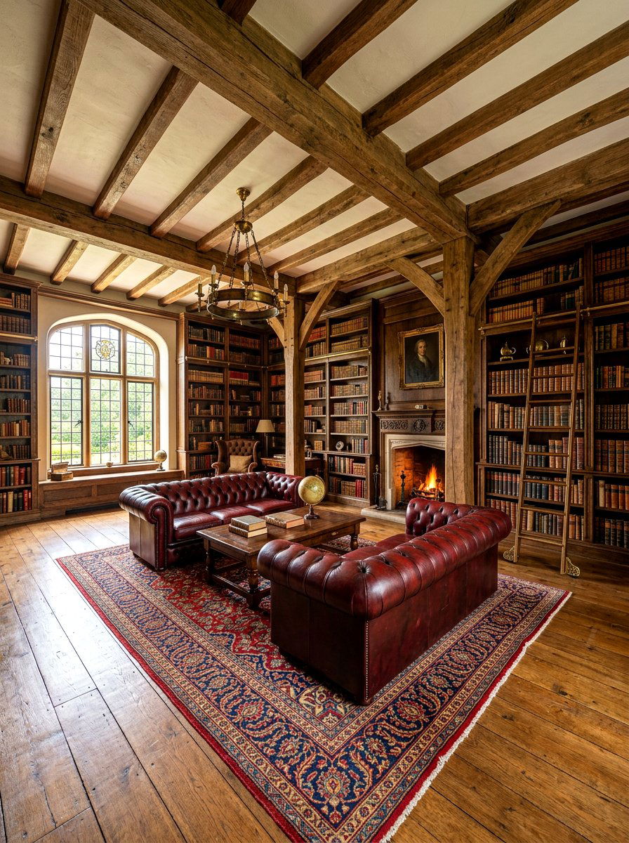 Vintage Wood Library Room - 30 moody library living room ideas