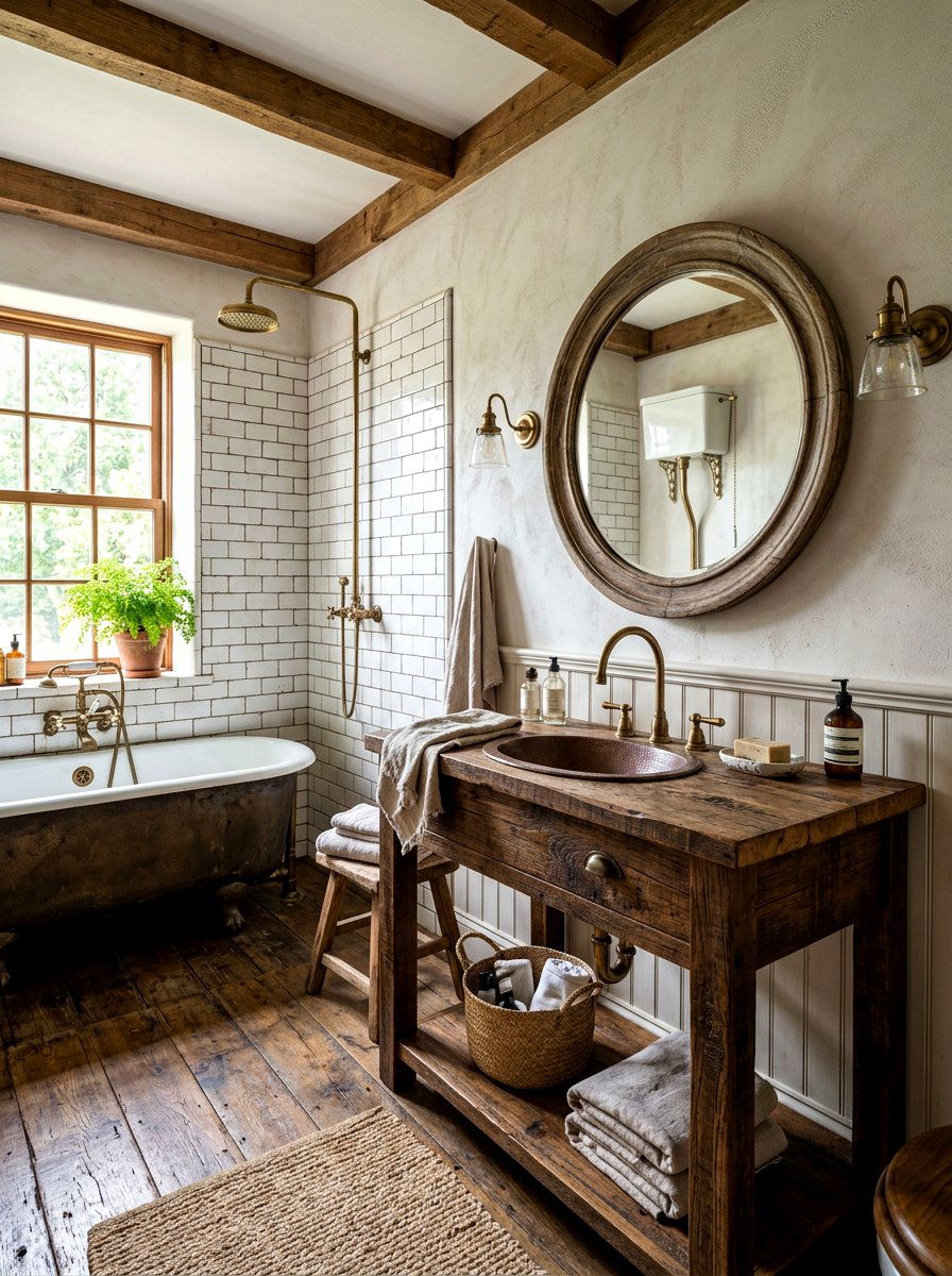 Vintage Wood Organic Modern Bathroom - 30 organic modern bathroom ideas