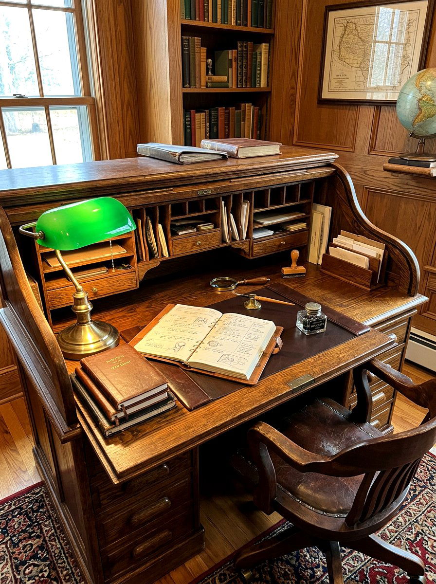 Vintage Wood Workspace - 30 paper planner desk ideas