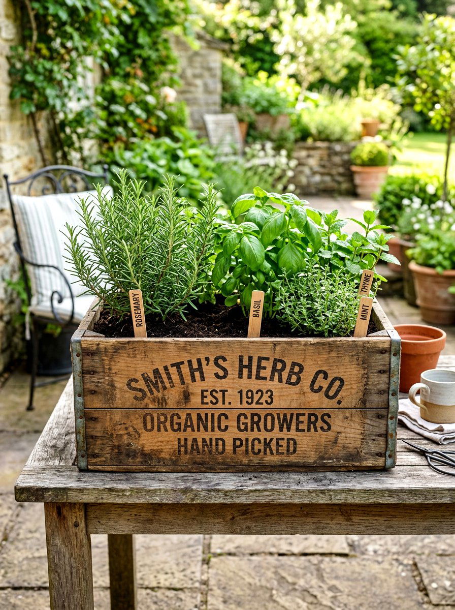 Vintage Wooden Crate - 30 rustic planter ideas
