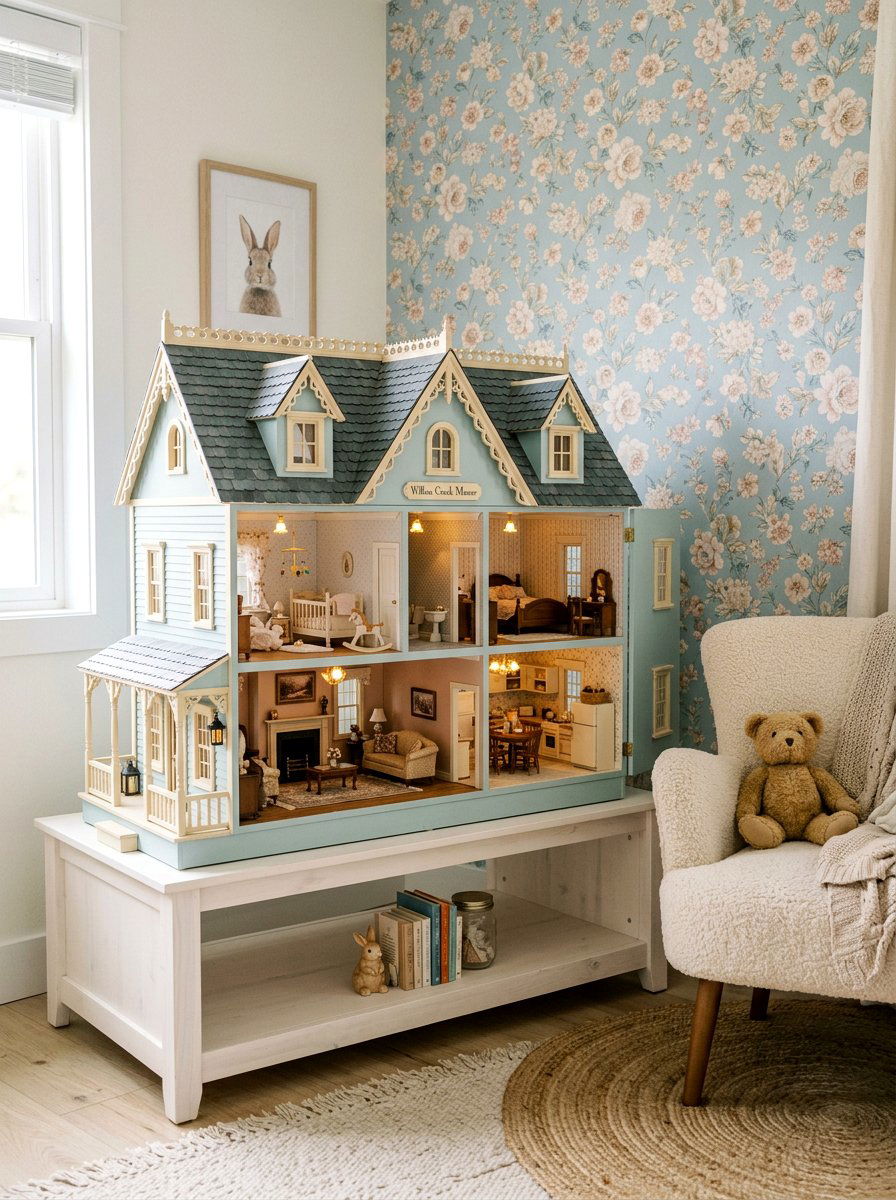 Vintage Wooden Dollhouse - 30 heirloom toy nursery ideas