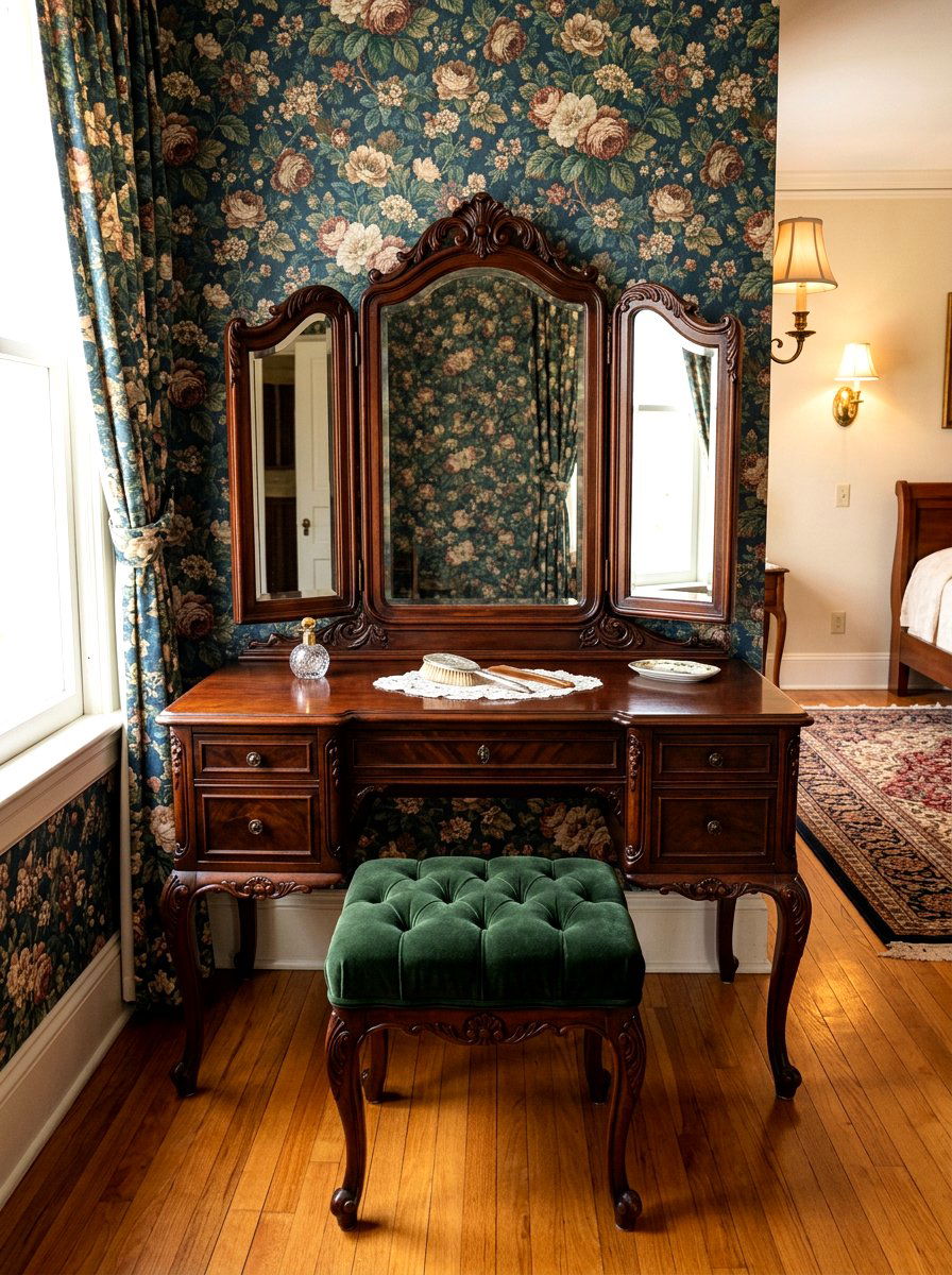 Vintage Wooden Vanity - 30 makeup vanity ideas