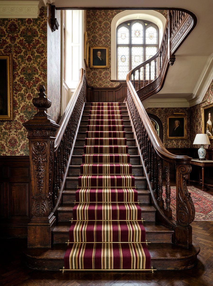 Vintage Wool Striped Stair Runner - 30 stair runner stripe ideas
