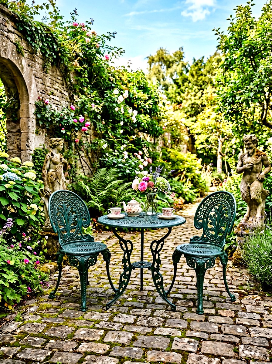 Vintage Wrought Iron Bistro - 30 bistro patio ideas