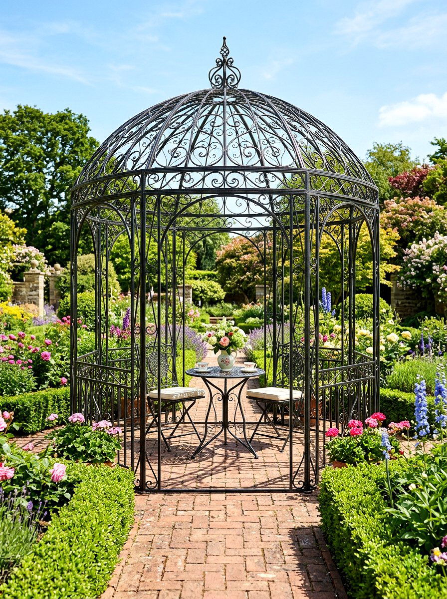 Vintage Wrought Iron Gazebo - 30 cozy gazebo ideas