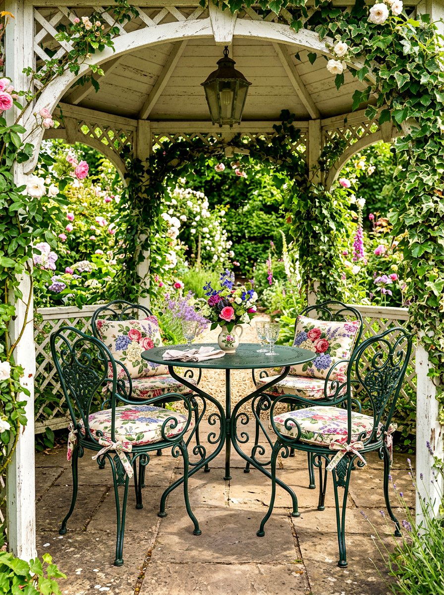 Vintage Wrought Iron Set - 30 gazebo seating ideas