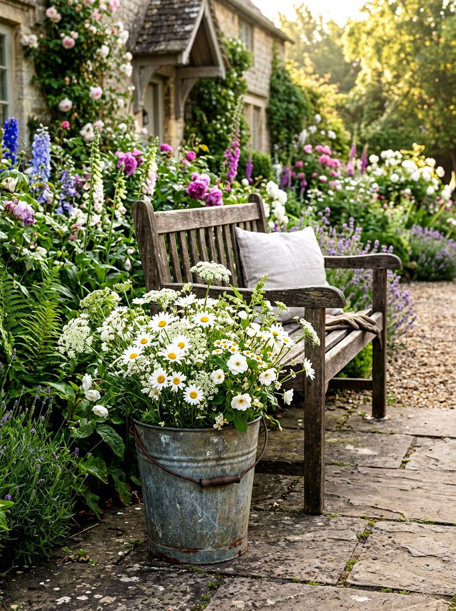 Vintage Zinc Garden Bucket - 30 metal planter ideas