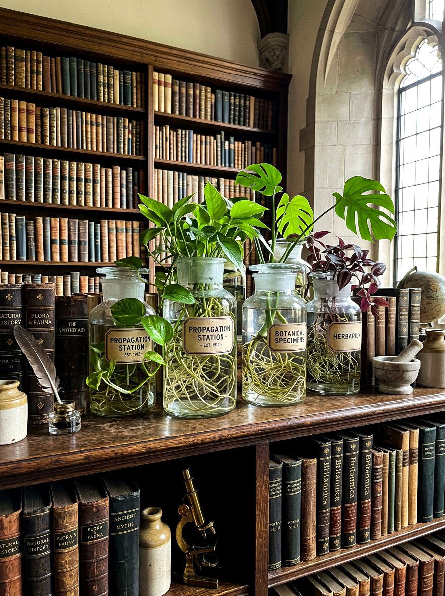 Vintage apothecary jar propagation - 30 plant propagation station ideas