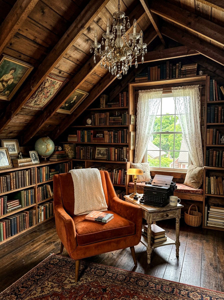Vintage attic reading room - 30 attic reading room ideas
