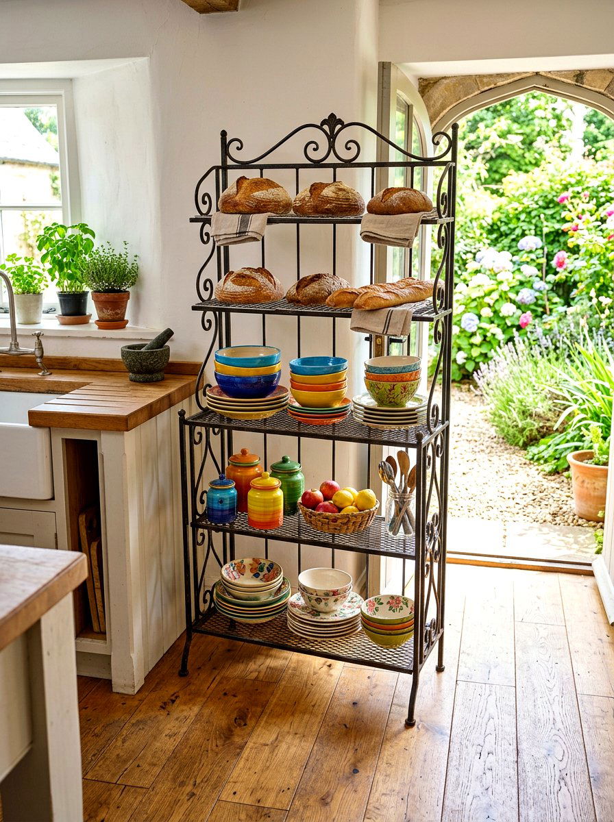 Vintage bakers rack - 30 baking corner ideas