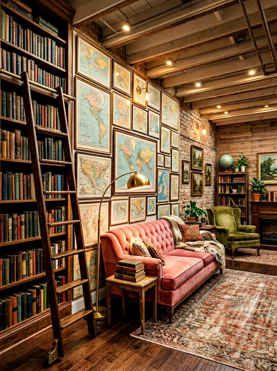 Vintage basement reading lounge - 30 basement reading nook ideas