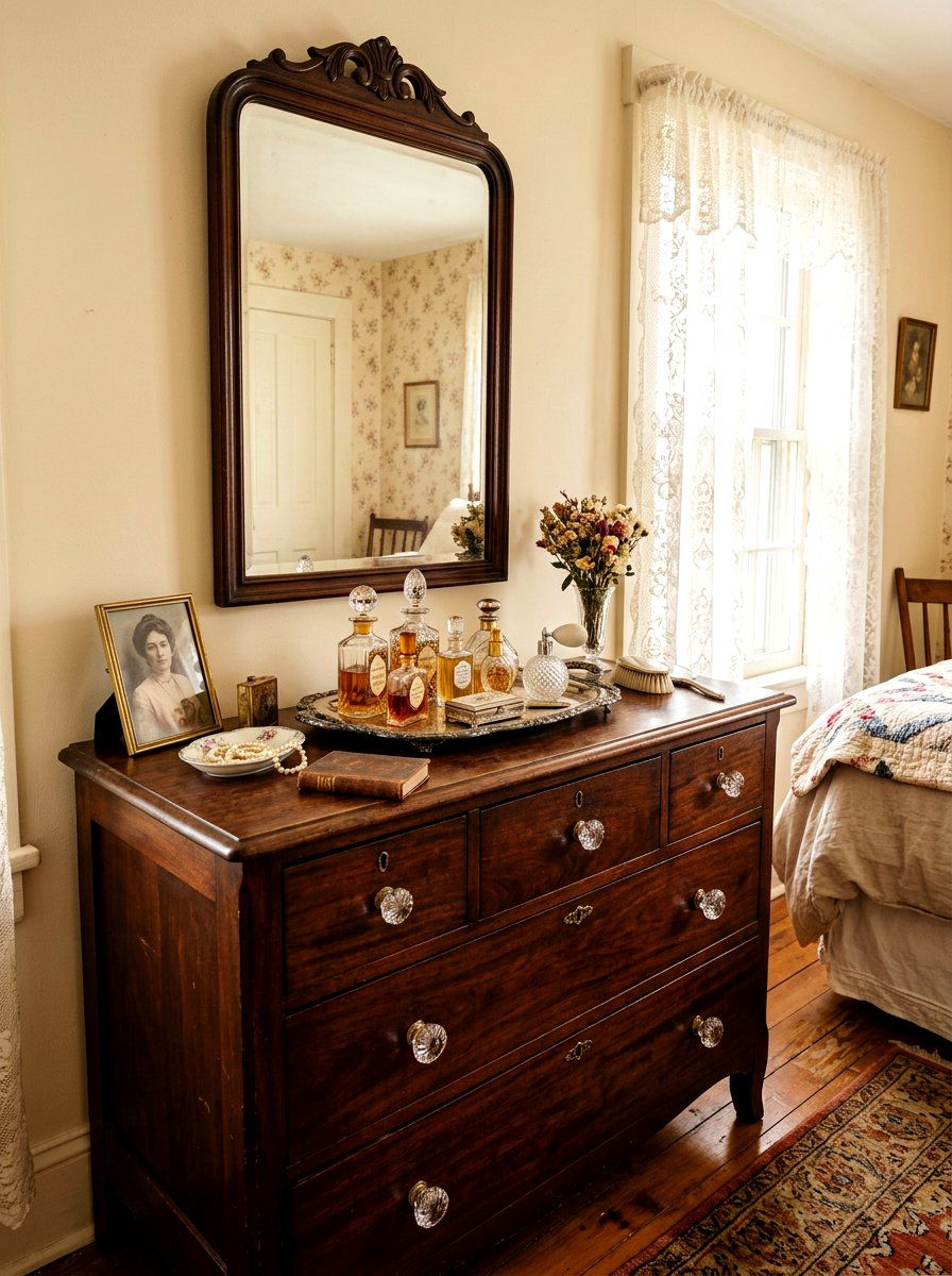 Vintage bedroom dresser arrangement - 30 bedroom dresser styling ideas