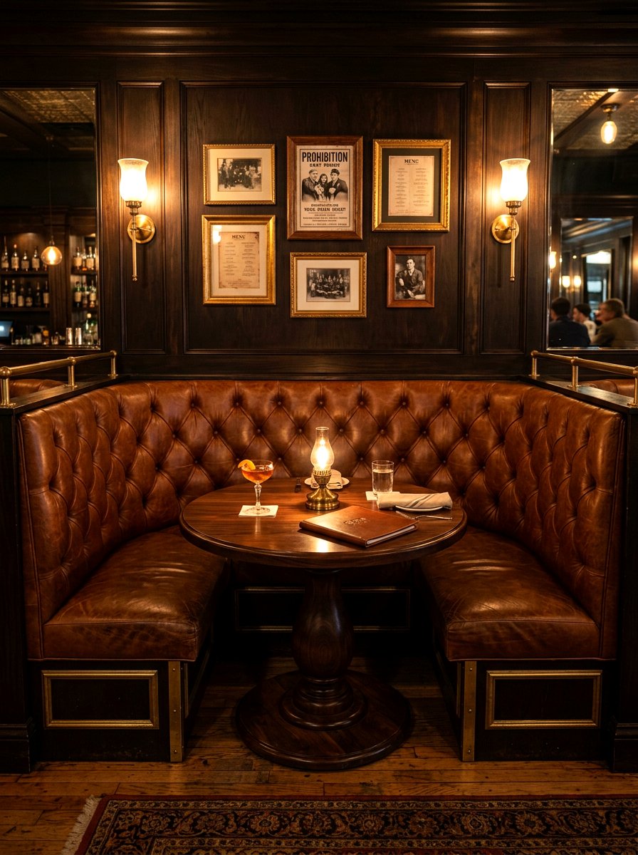 Vintage booth speakeasy dining room - 30 speakeasy dining room ideas