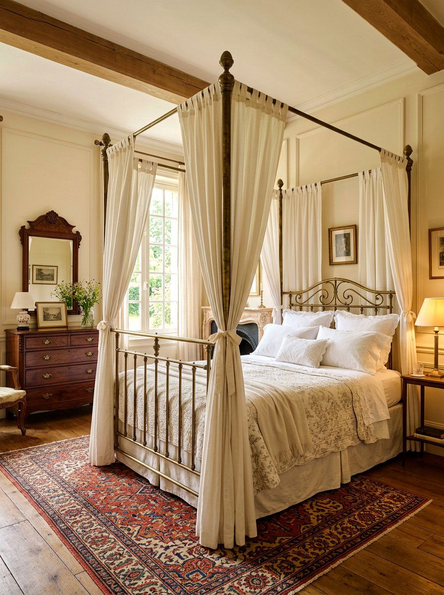 Vintage brass canopy bed - 30 draped canopy bed ideas