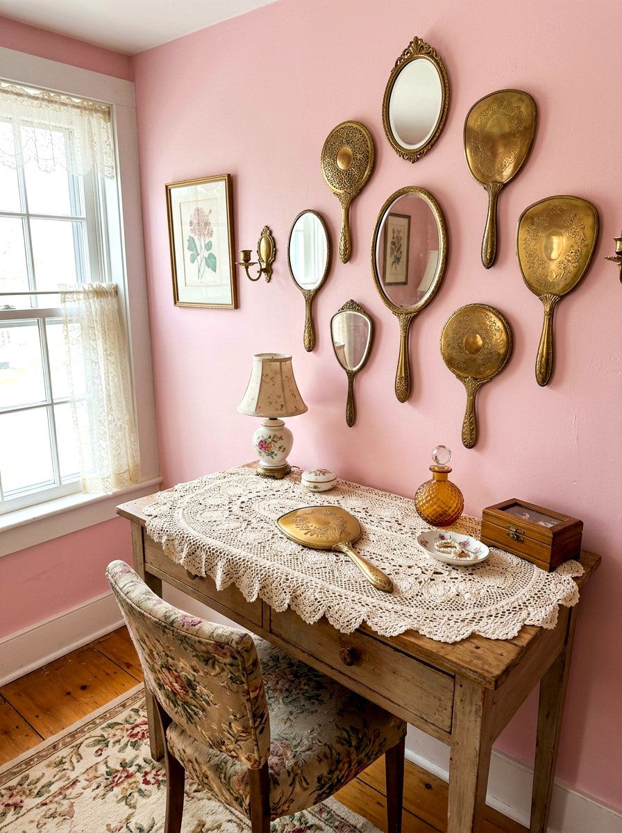Vintage brass hand mirror - 30 antique brass mirror decor ideas