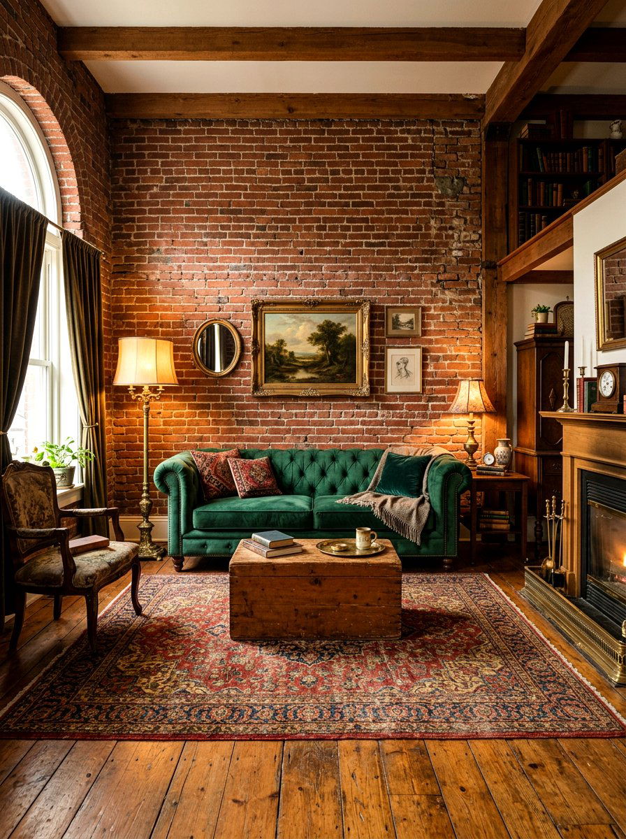 Vintage brick wall living room - 30 exposed brick living room ideas