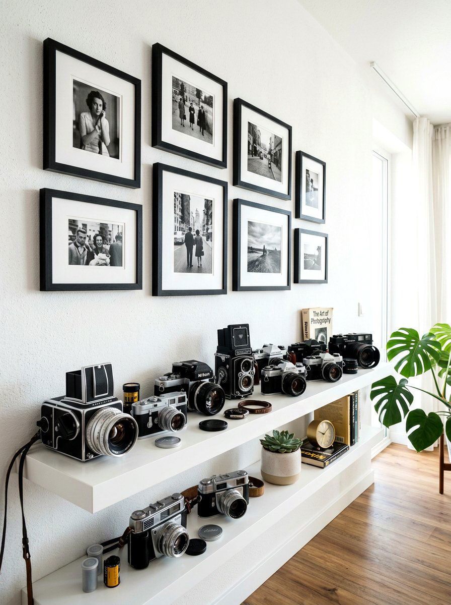 Vintage camera display - 30 flea market decor ideas