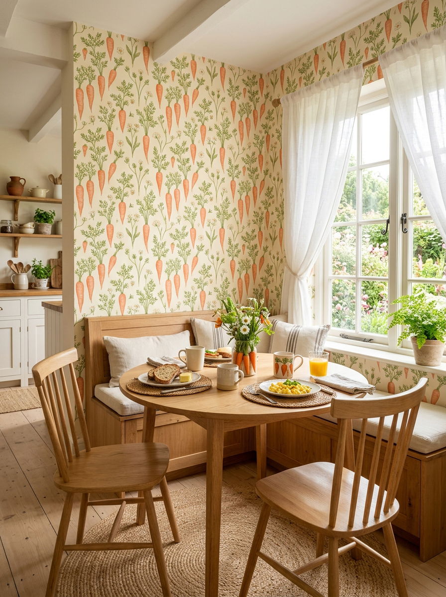Vintage carrot wallpaper - 30 vegetable motif wallpaper ideas
