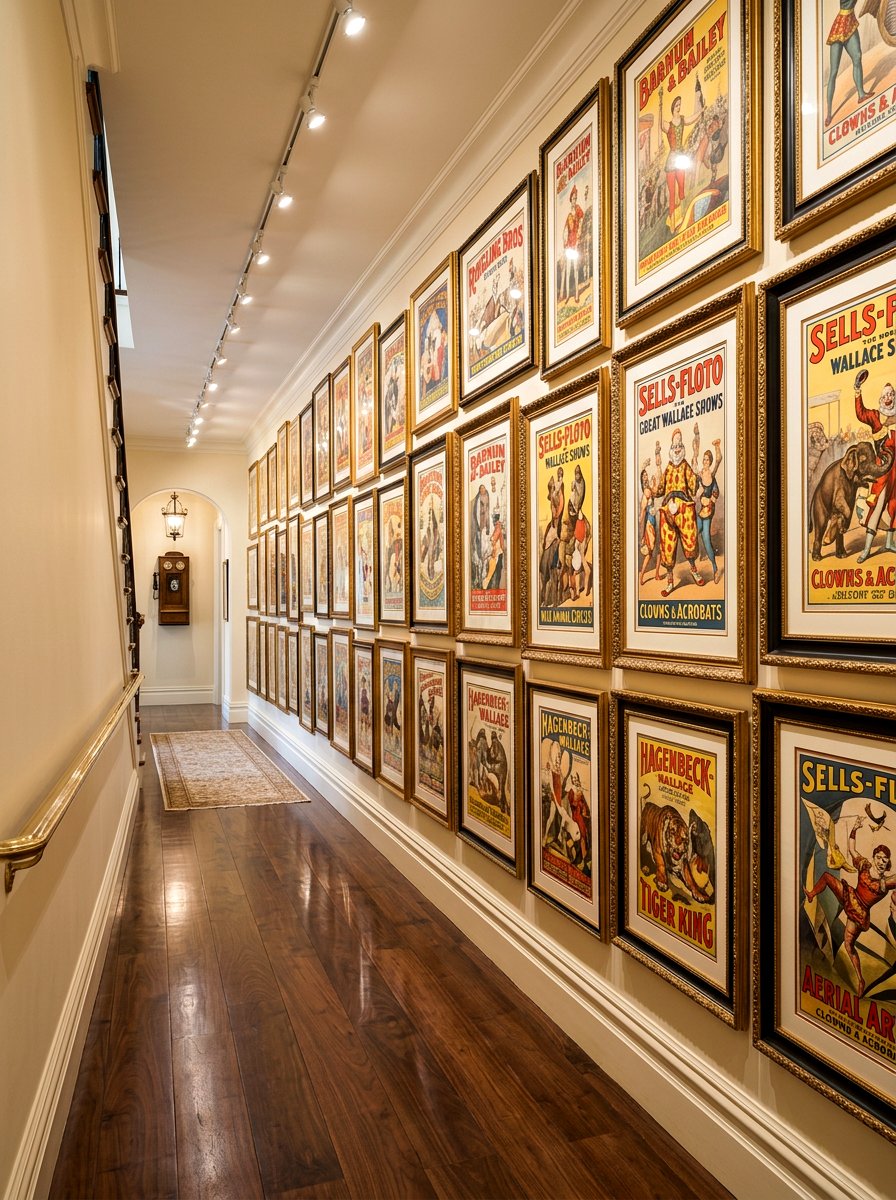 Vintage circus poster gallery wall - 30 circuscore home decor ideas