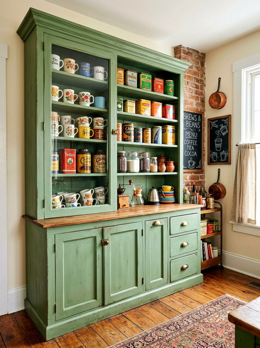 Vintage coffee pantry cabinet - 30 coffee pantry wall ideas