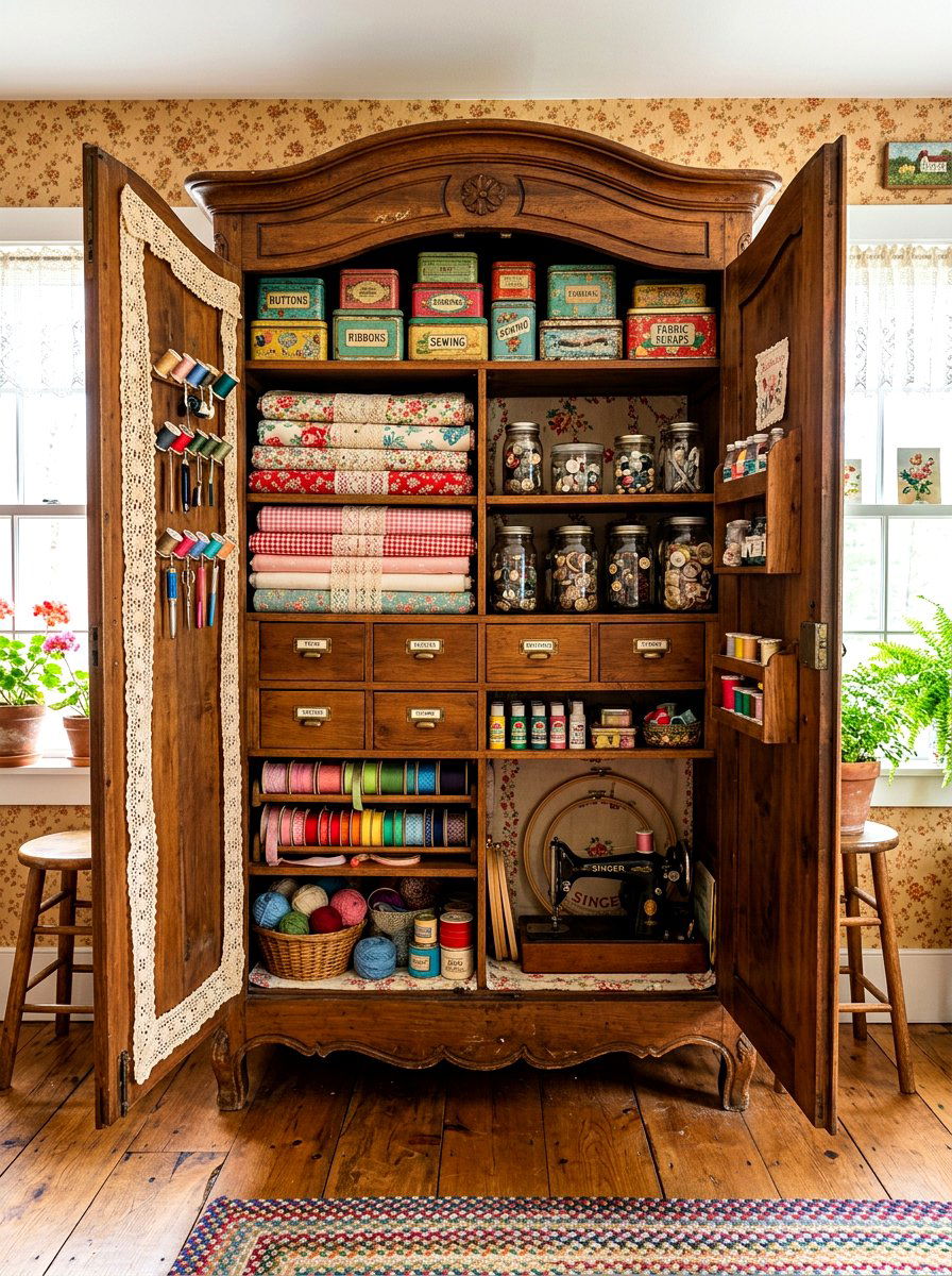 Vintage craft closet - 30 craft closet ideas