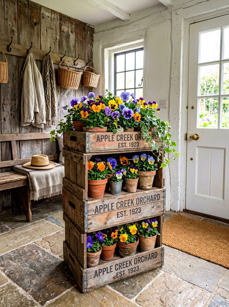 Vintage crate plant stand - 30 plant stand ideas