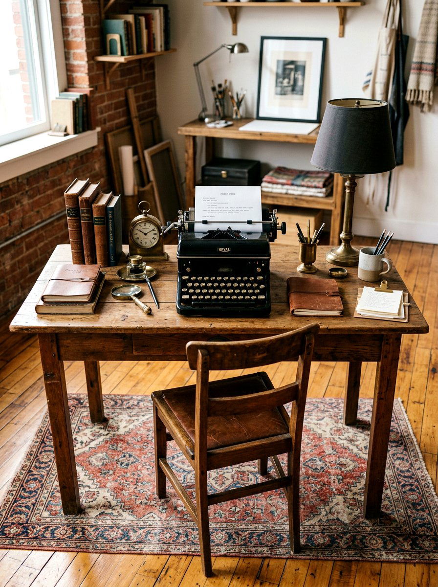 Vintage desk decor - 30 feminine home studio ideas