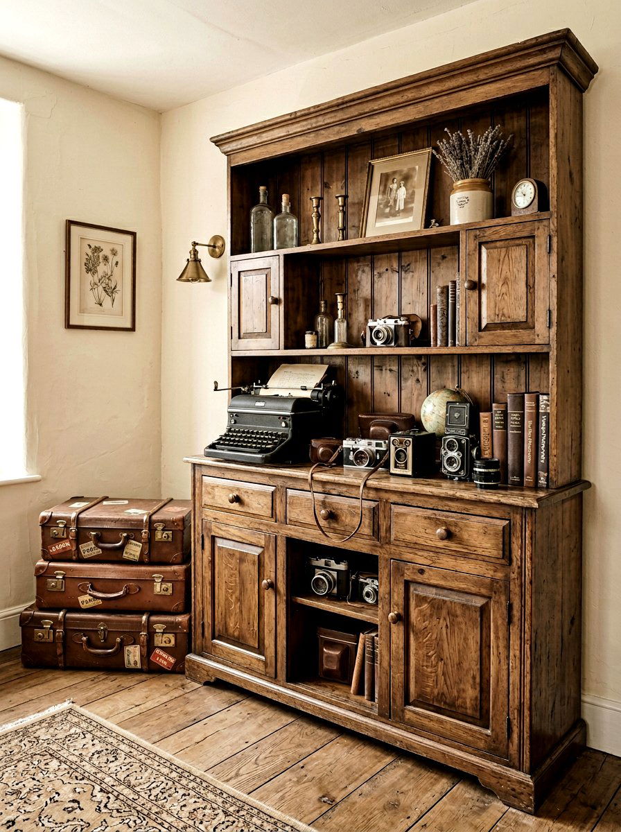 Vintage display shelves - 30 office shelving styling ideas