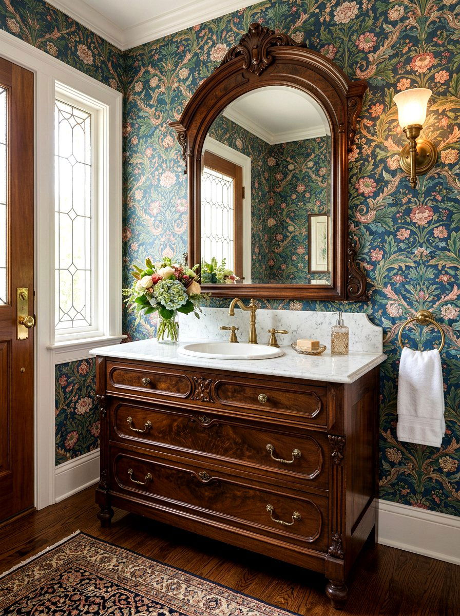 Vintage dresser vanity - 30 powder room vanity ideas
