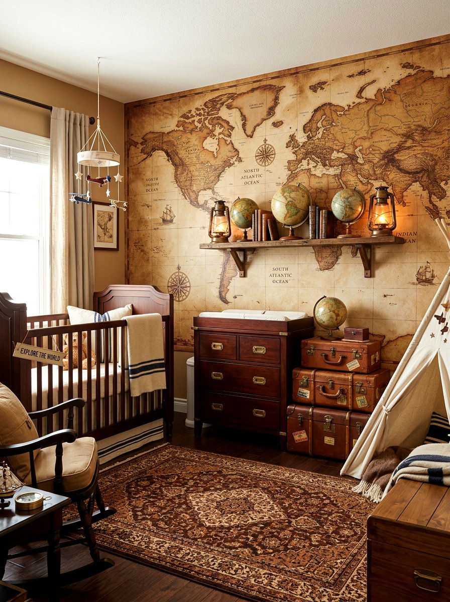 Vintage explorer nursery - 30 safari nursery ideas