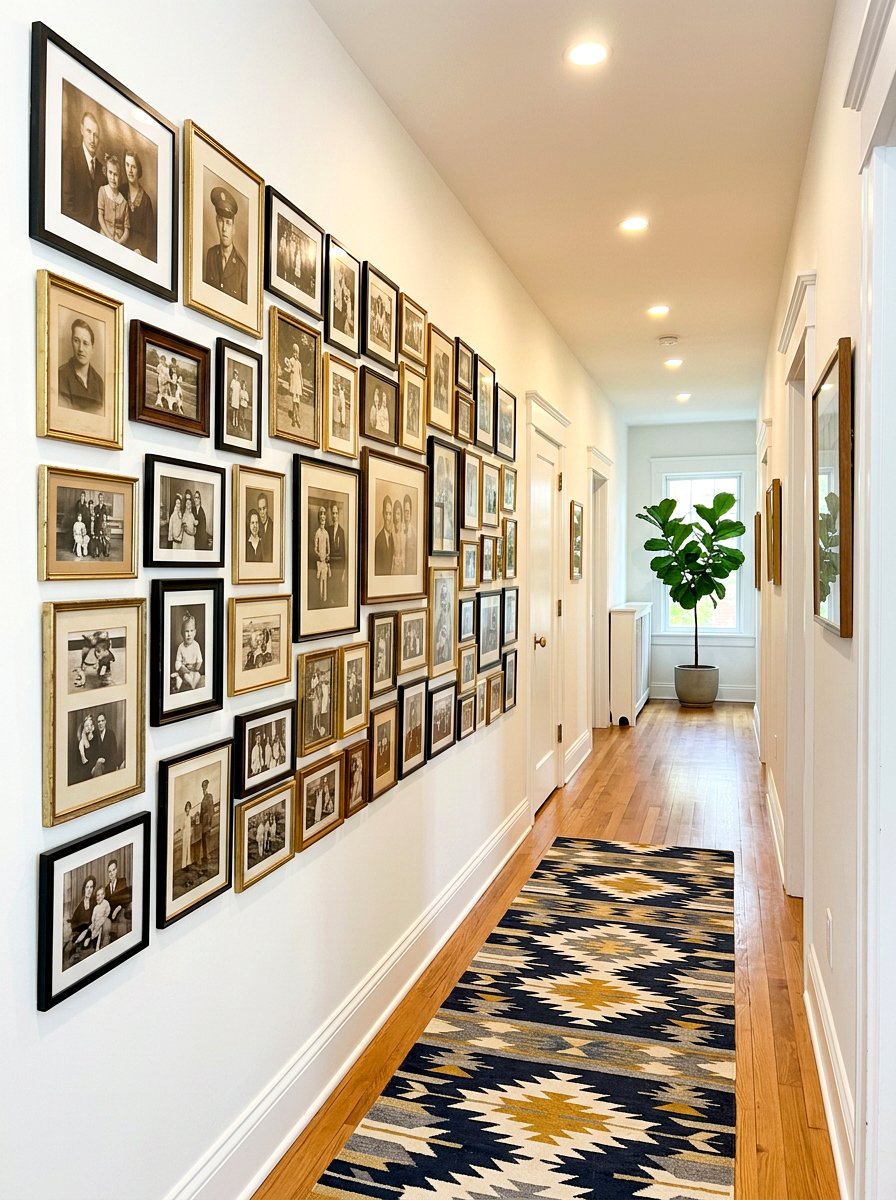 Vintage family photo gallery wall - 30 heirloom decor ideas