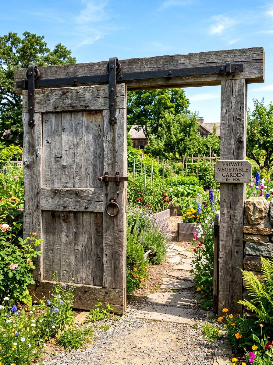 Vintage farm door gate - 30 antique garden gate ideas