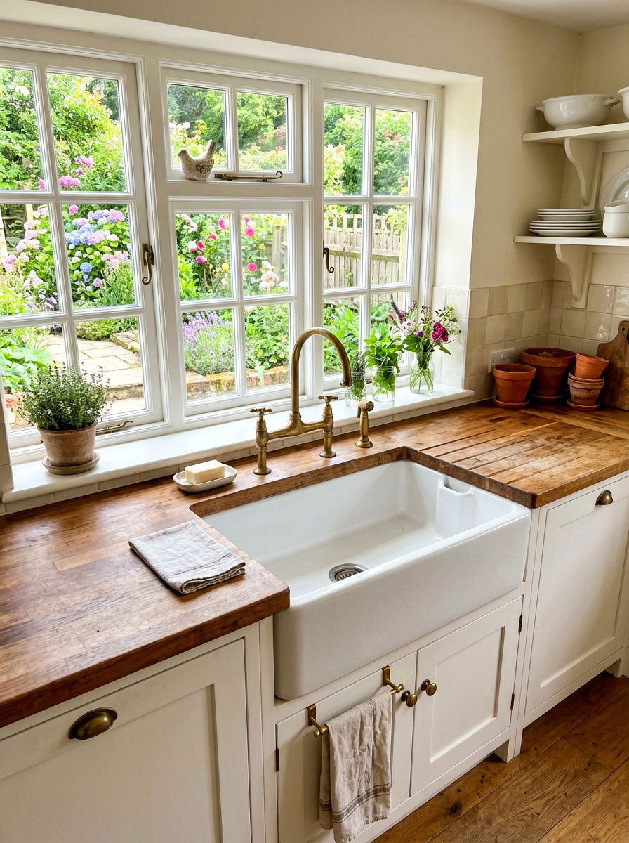 Vintage farmhouse sink - 30 cottagecore kitchen ideas