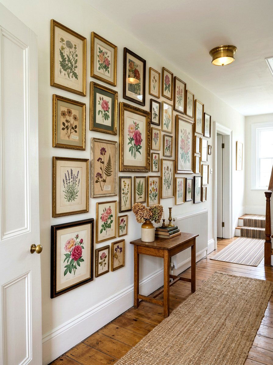Vintage floral gallery wall - 30 spring refresh decor ideas
