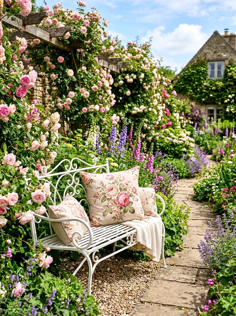 Vintage floral rose outdoor pillow - 30 outdoor throw pillow ideas