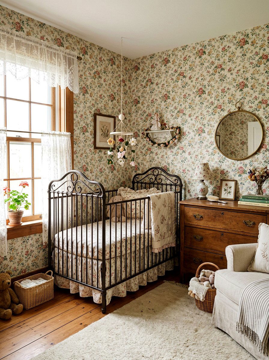 Vintage flower nursery wallpaper - 30 nursery wallpaper ideas